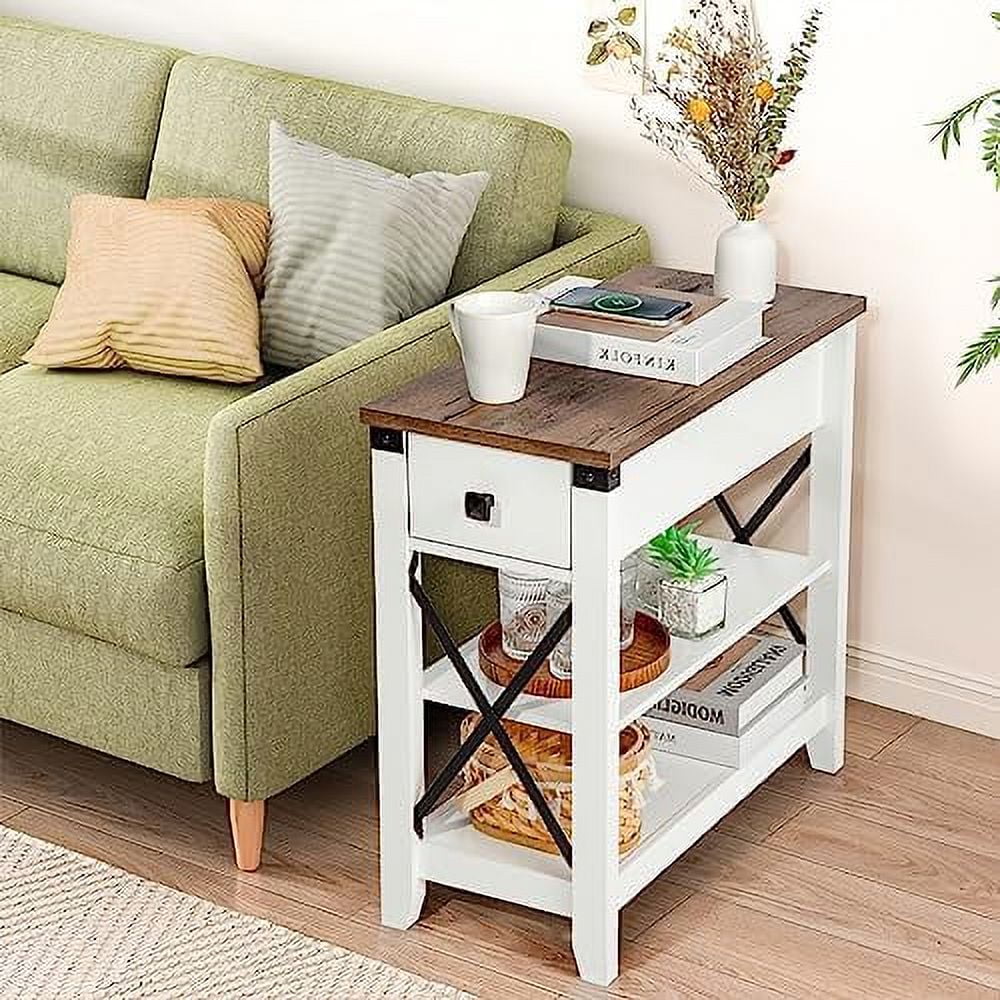 Oak Narrow End Table with Charging Station B760139