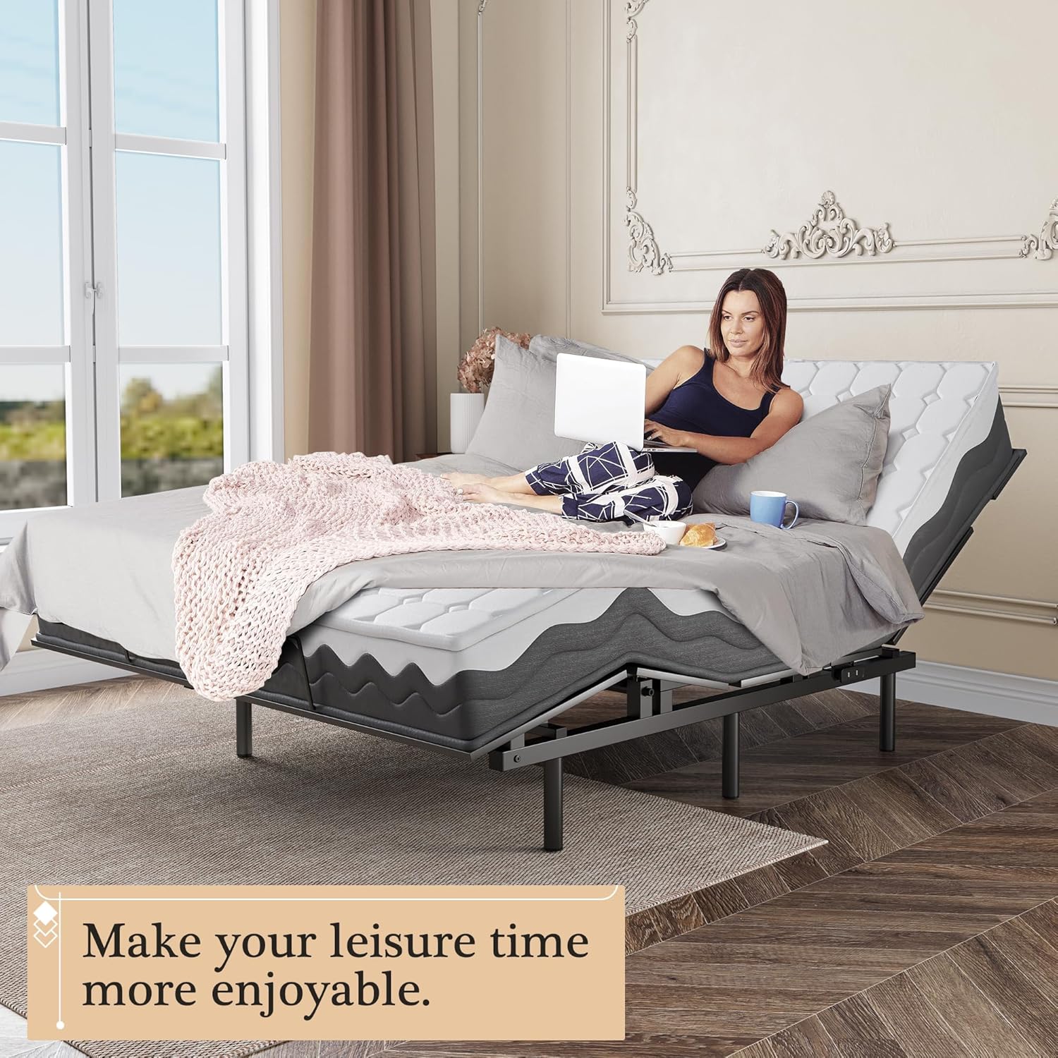 Adjustable Bed Frame with Wireless Remote and Zero Gravity Queen Size B48965