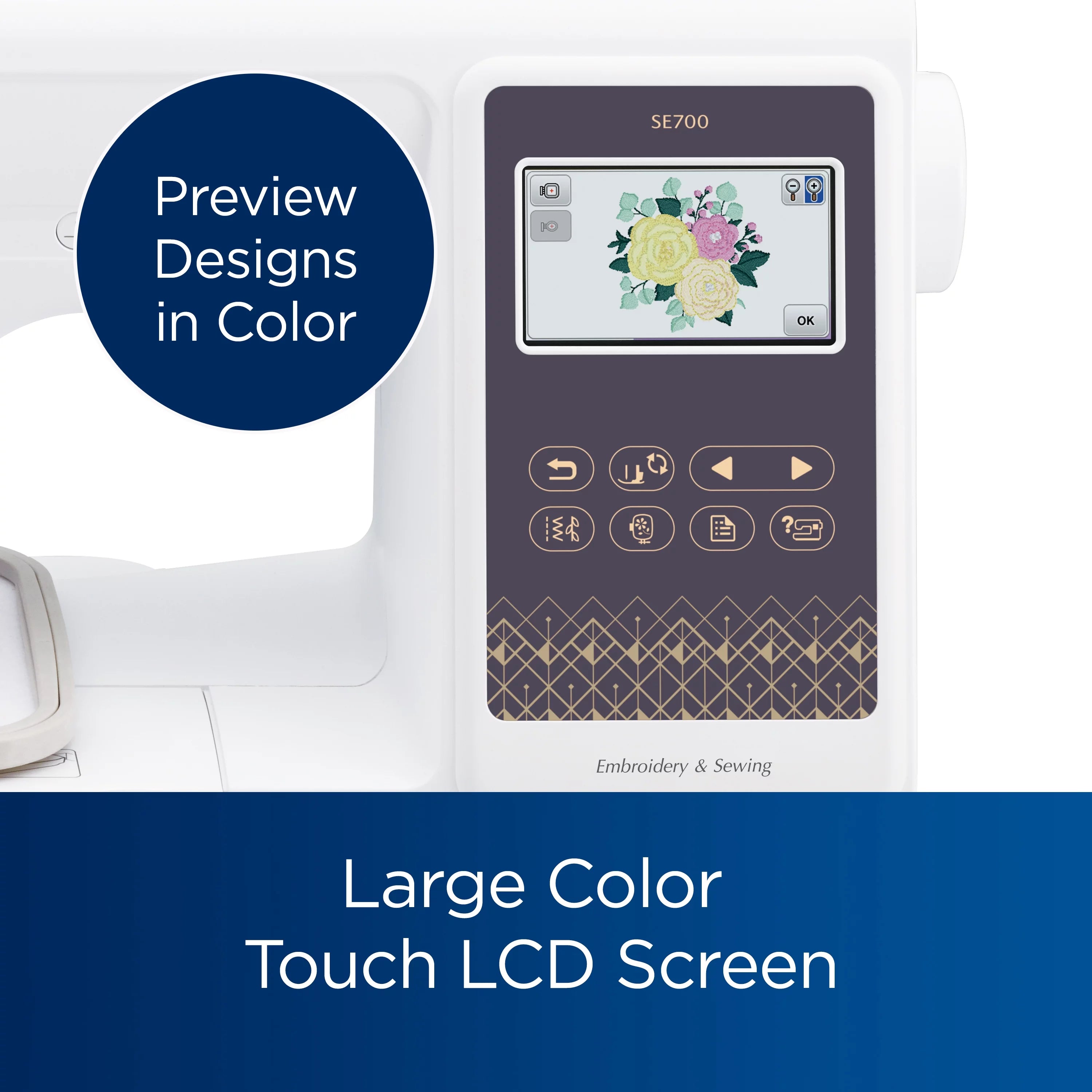 Computerized Sewing & Embroidery Machine with Built-in Designs & Wireless Connectivity O6053