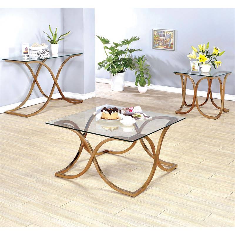 Glass Top Console Table in Champagne Y110343