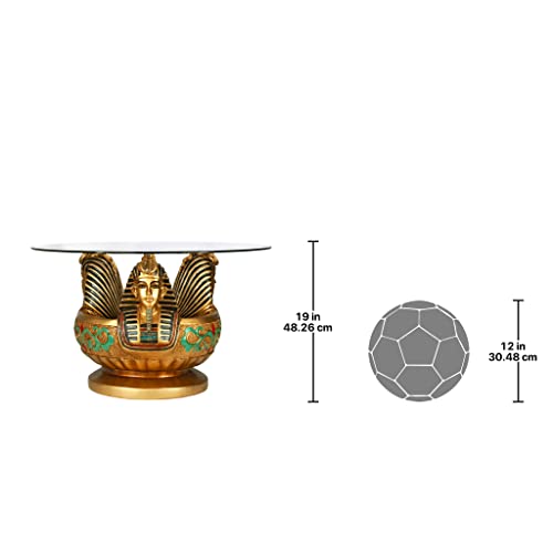 Three Heads of Tutankhamen Egyptian Coffee Cocktail Table, 31 Inch C7167