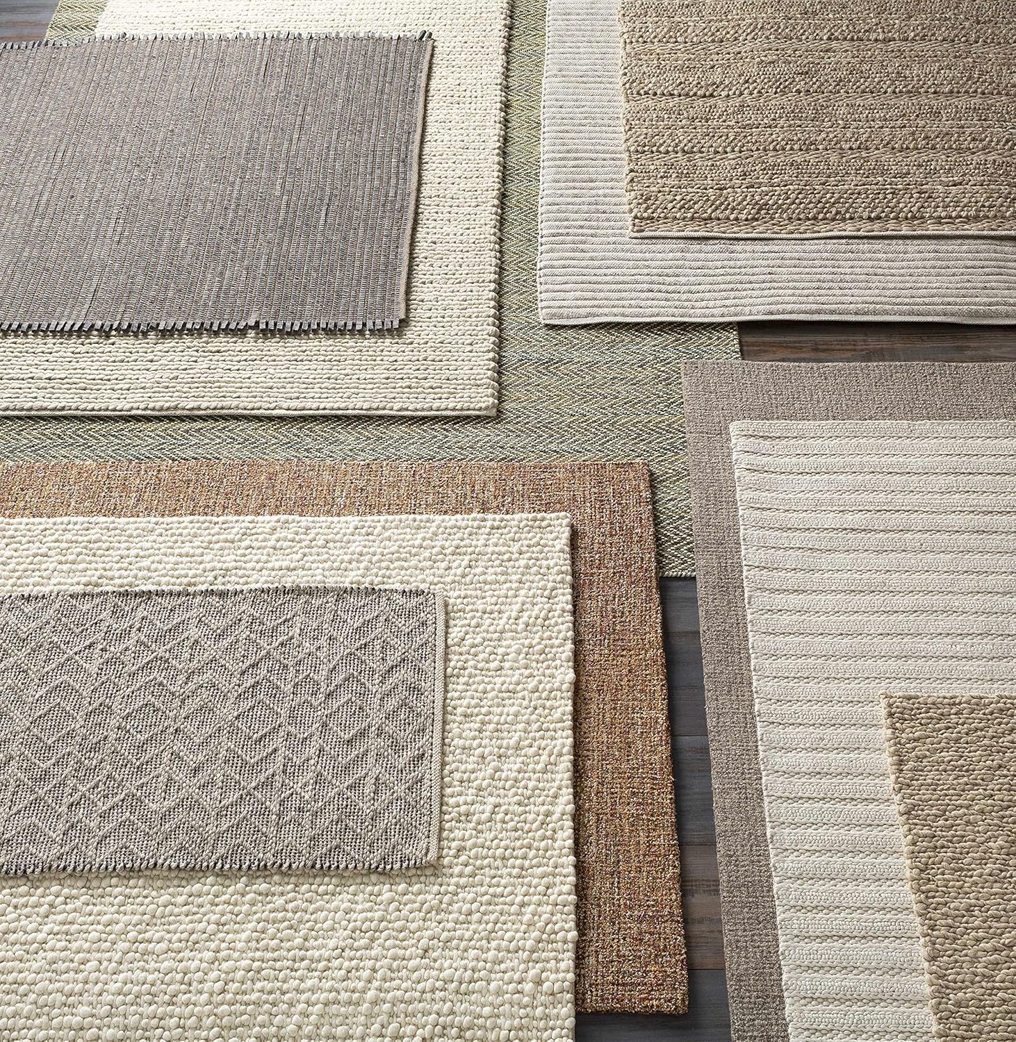 Wool & Viscose Bohemian Area Rug, Ivory, Beige, Cream, Grey, 10' x 14' D92787