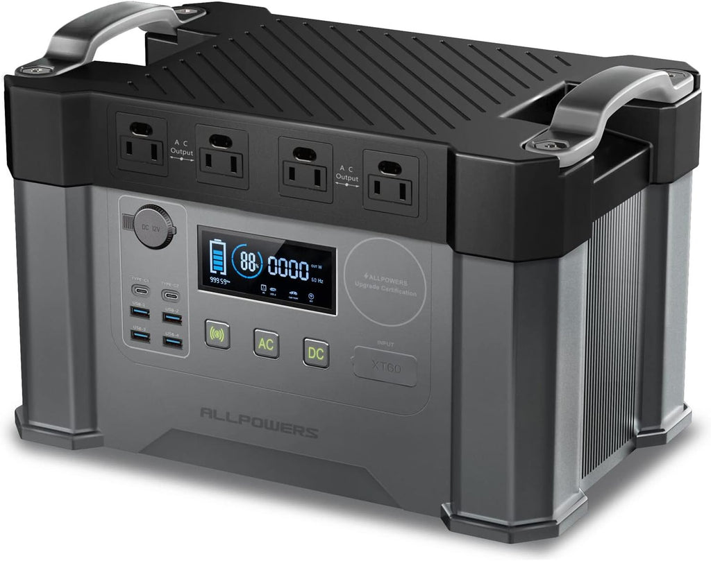 Portable Power Station 2000W Peak 4000W Solar Generator MPPT 1500Wh Backup Battery with 4 AC Outlets N39651