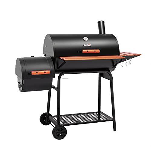 30 Barrel Charcoal Grill with Side Table, 627 Square Inches, Black C20031