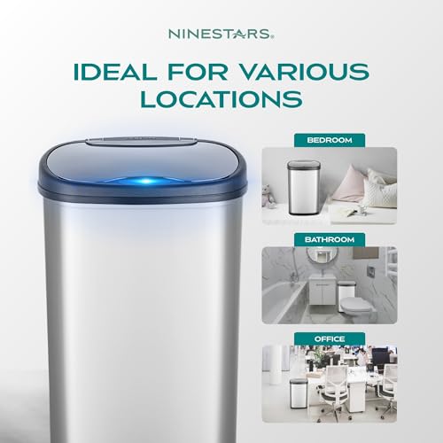 Stainless Steel Motion Sensor Trash Can, 50liters, Silver C12106