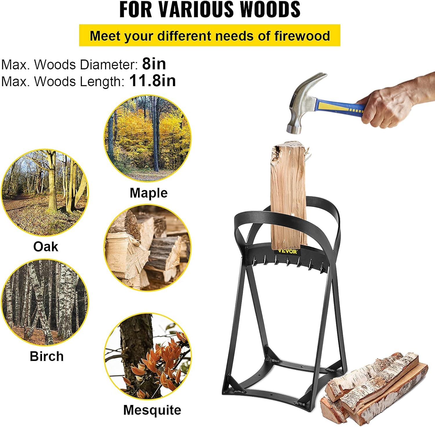 20.3" x 13.2" Manual Log Splitter for 8" Diameter Wood, 8.6 Lbs, Q235 Steel, Pack of 2 L522981