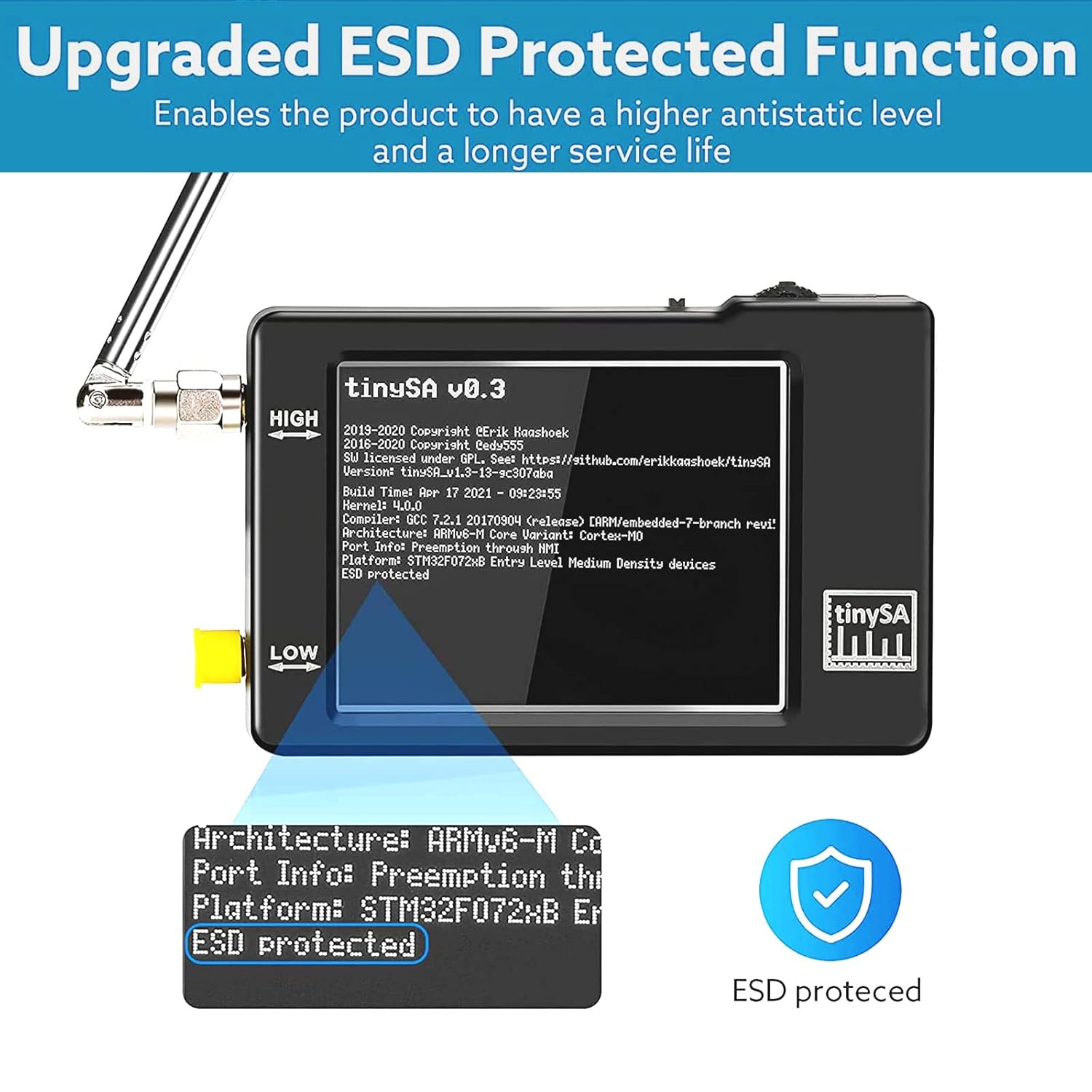 2.8inch Touchscreen 100KHz-960MHz Spectrum Analyzer N7673