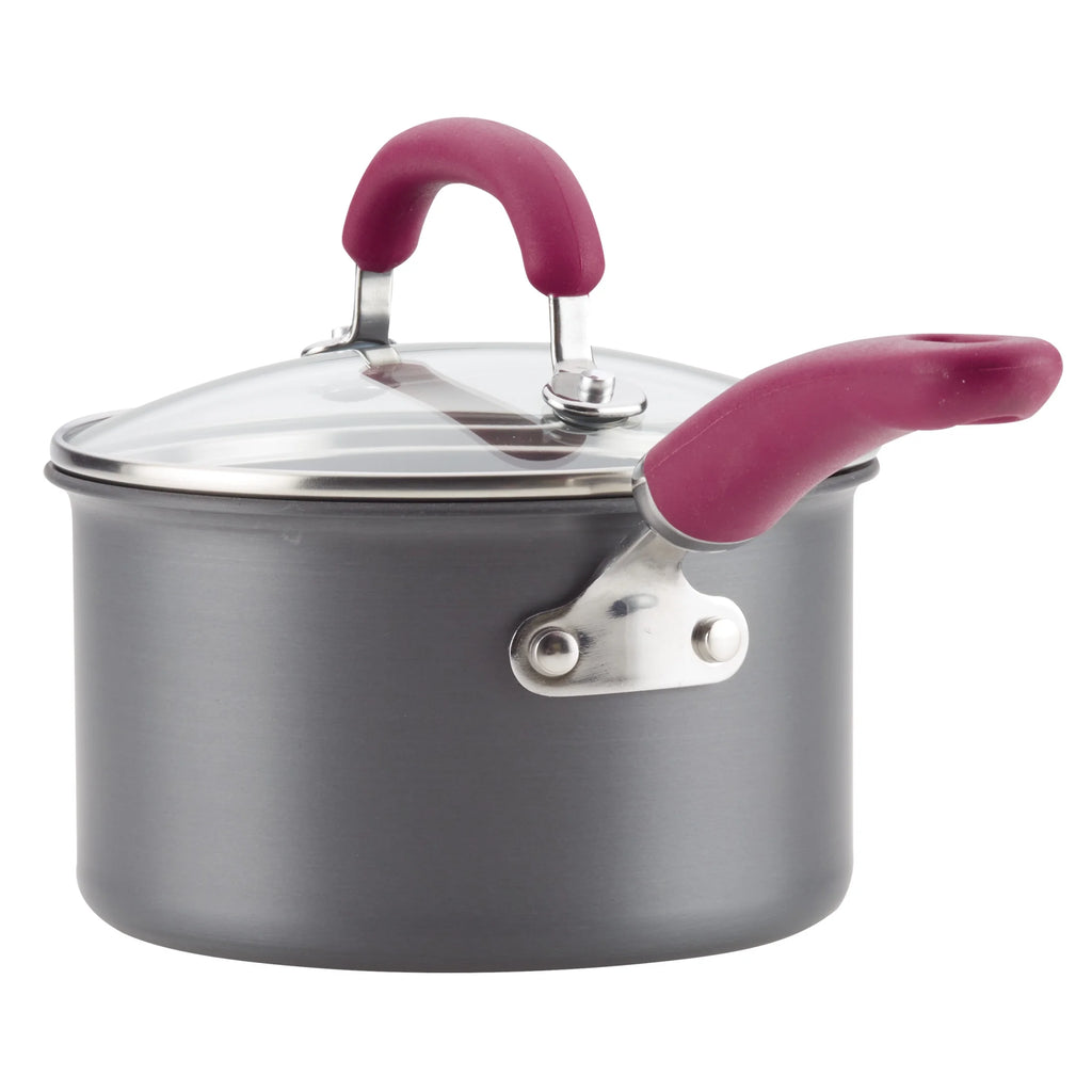 11 Piece Nonstick Pots and Pans Set, Burgundy Handles W751