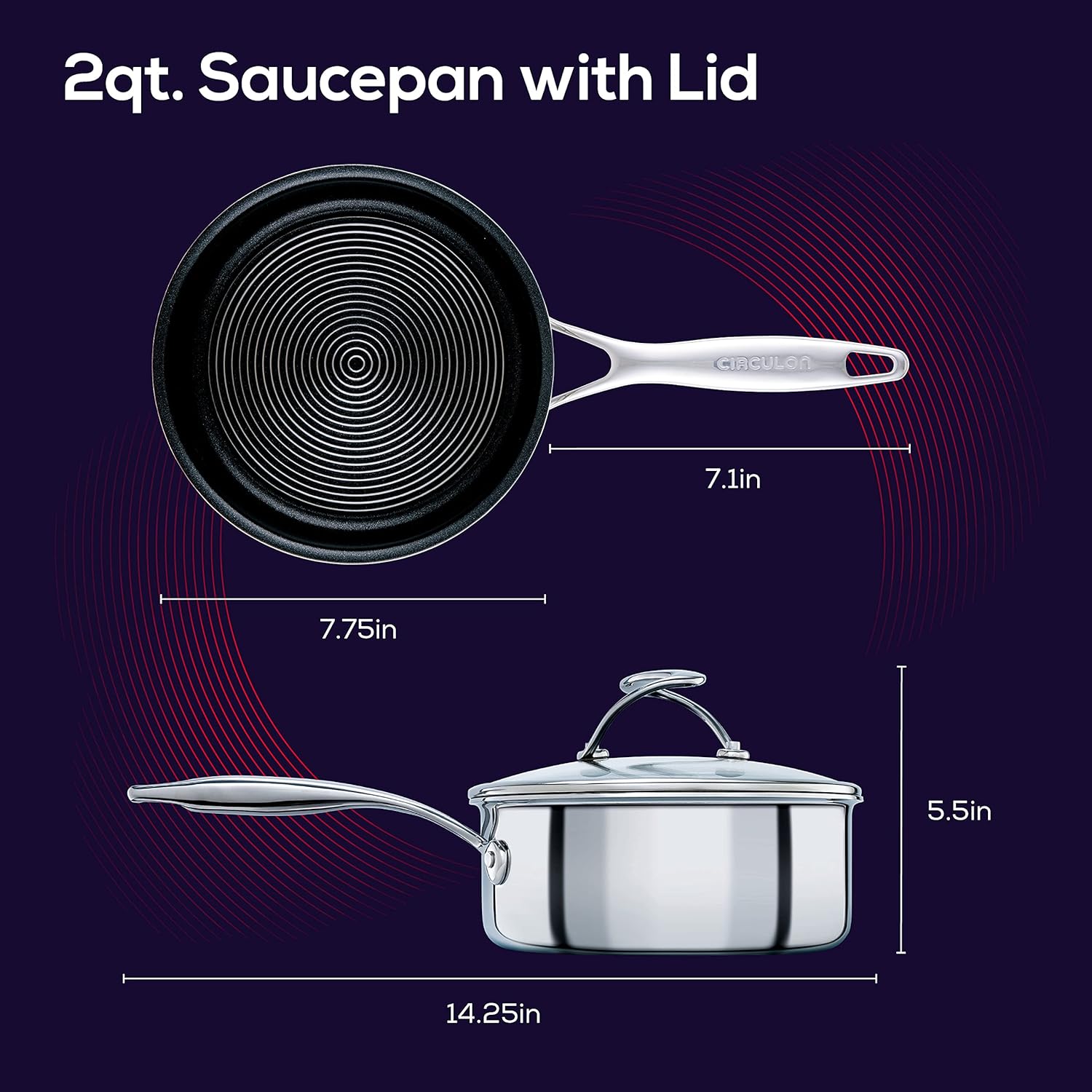 2 Quart Stainless Steel Saucepan with Glass Lid J9013