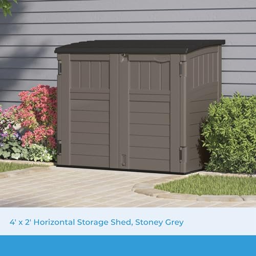 Outdoor Storage Shed, Horizontal, 4' x 2.5', Stoney Grey Z50604