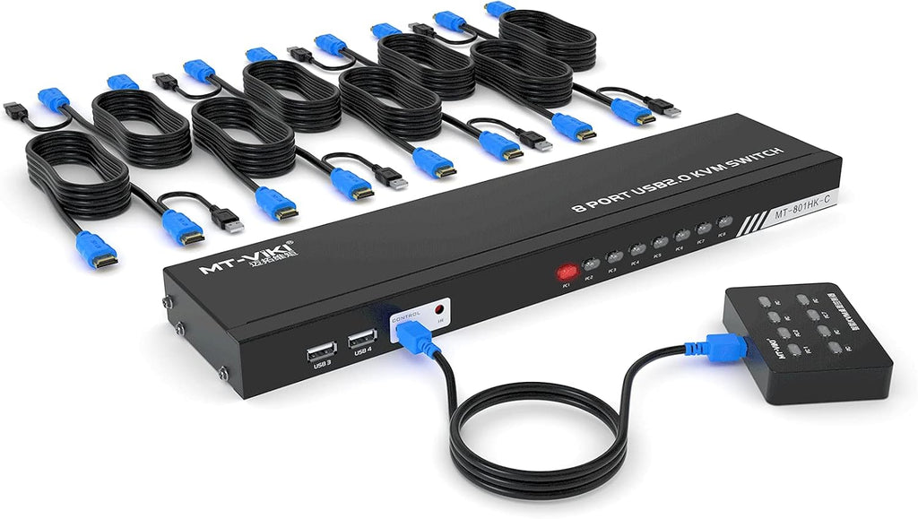 8 Ports KVM Switch HDMI 4K 30Hz 8 in 1 Out with KVM Cables L61529