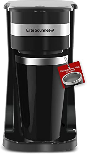 Compact Single-Serve Coffee Maker with Stainless Steel Travel Mug L3899