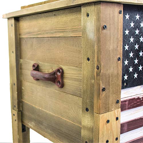 Rustic Brown 87 Qt. Outdoor Beverage Cooler with Folding Side Tables S265