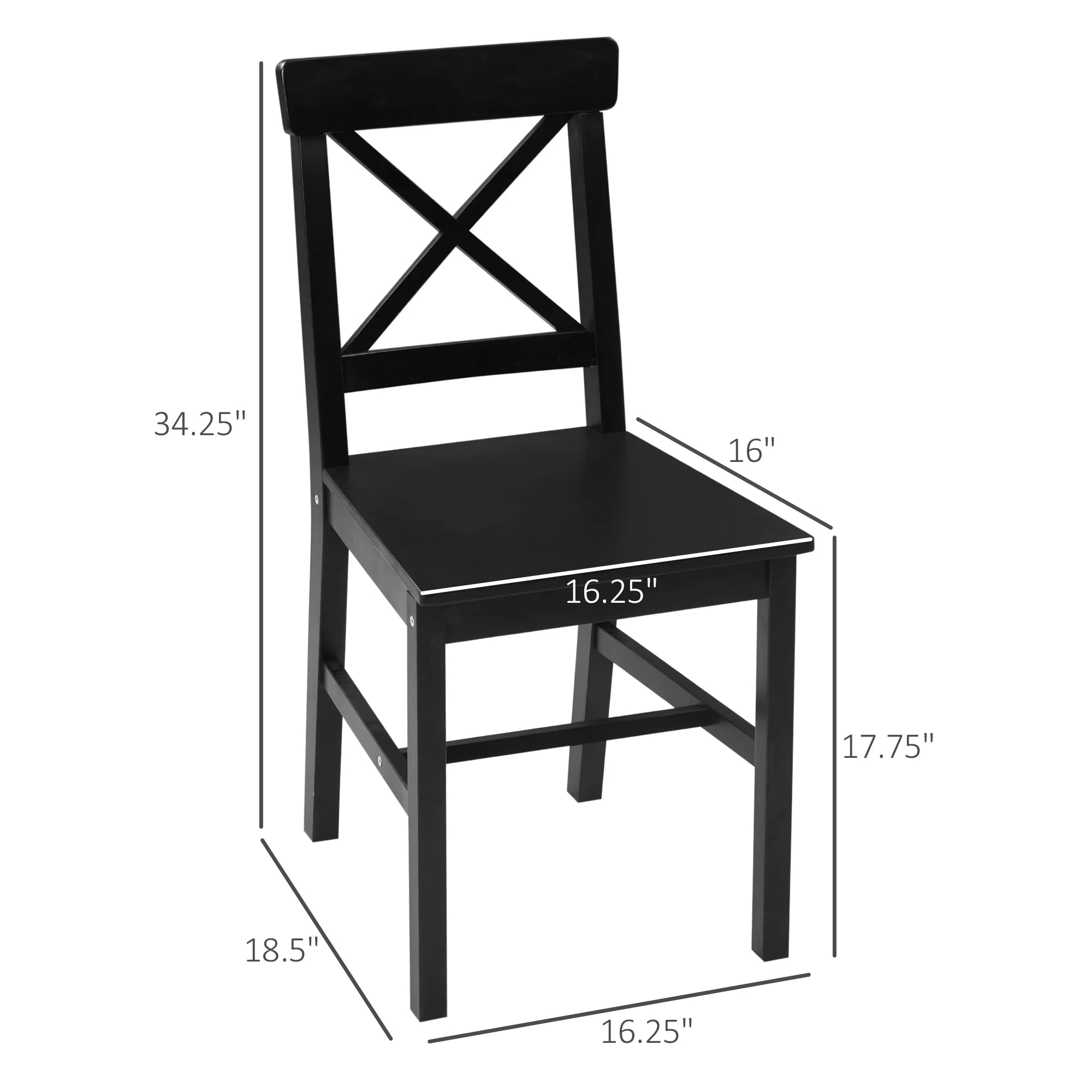 Black Wooden Dining Chairs Set of 4 G2524