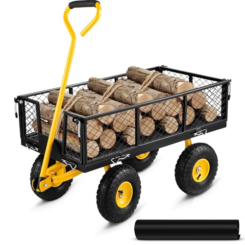Heavy Duty Steel Garden Cart with 10" Tires and Removable Sides F351730