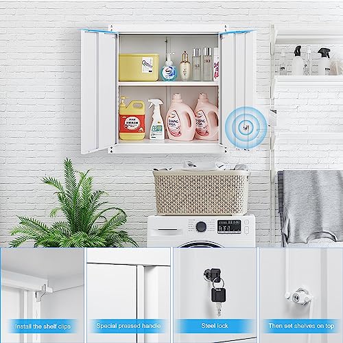 Metal Wall Cabinet with Doors and Adjustable Shelf U17725