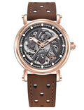 Black Skeleton Dial 50M Waterproof Leather Mechanical Watch Q933693