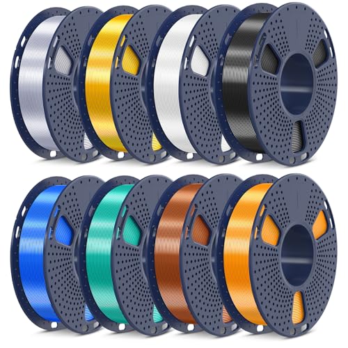 PLA Silk Rainbow 3D Printer Filament Bundle, 8 Rolls, 2kg Total W50278