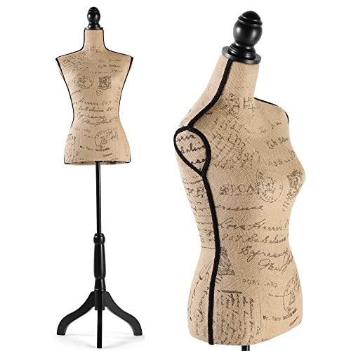 Black Adjustable Height Dress Form Mannequin with Tripod Stand S517618