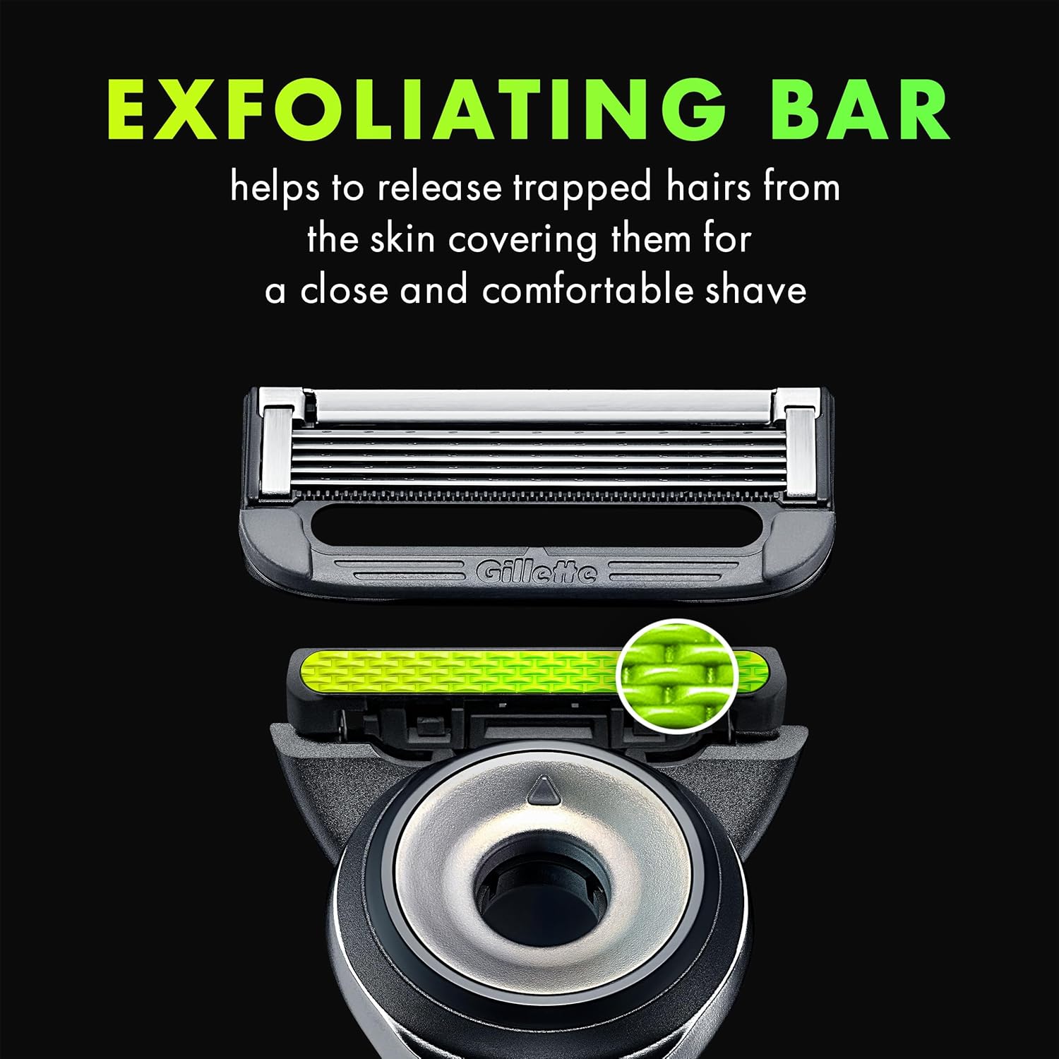 Razors with Exfoliating Bar, Shaving Kit, Includes 1 Handle, 4 Razor Blade Refills, 1 Premium Magnetic Stand A215543