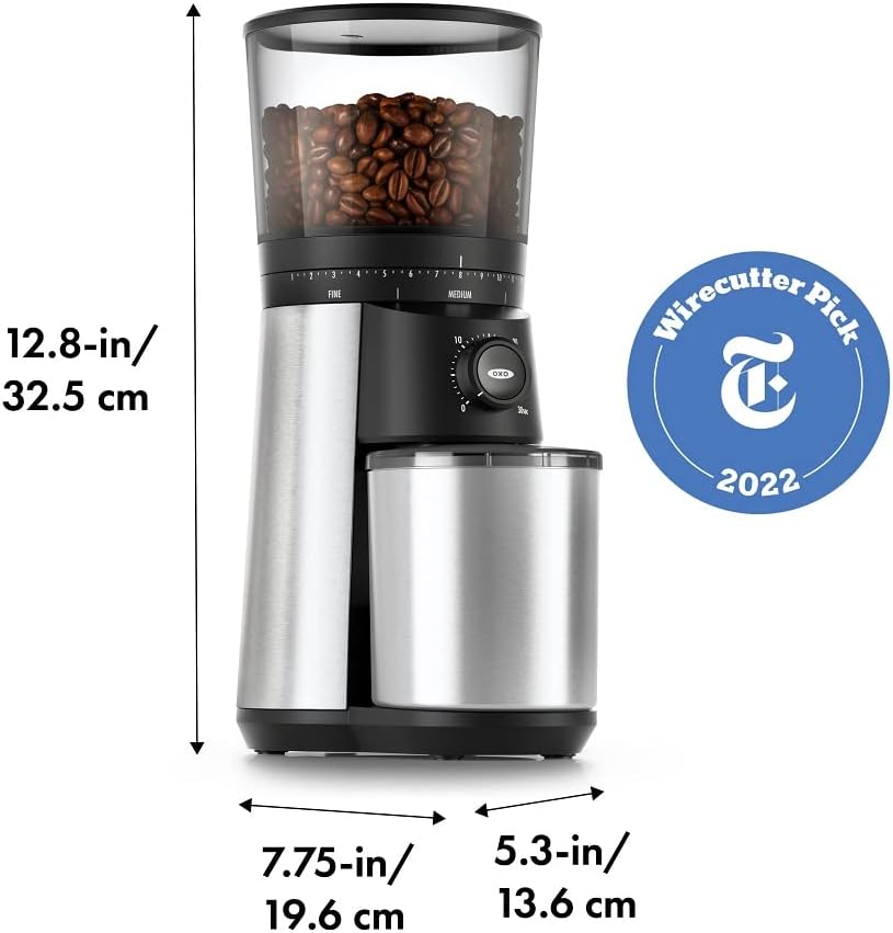 Silver Steel Conical Burr Coffee Grinder, 1.7 Qt Container C135572
