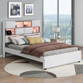 Beige Full Size Upholstered Platform Bed with Storage Headboard S570