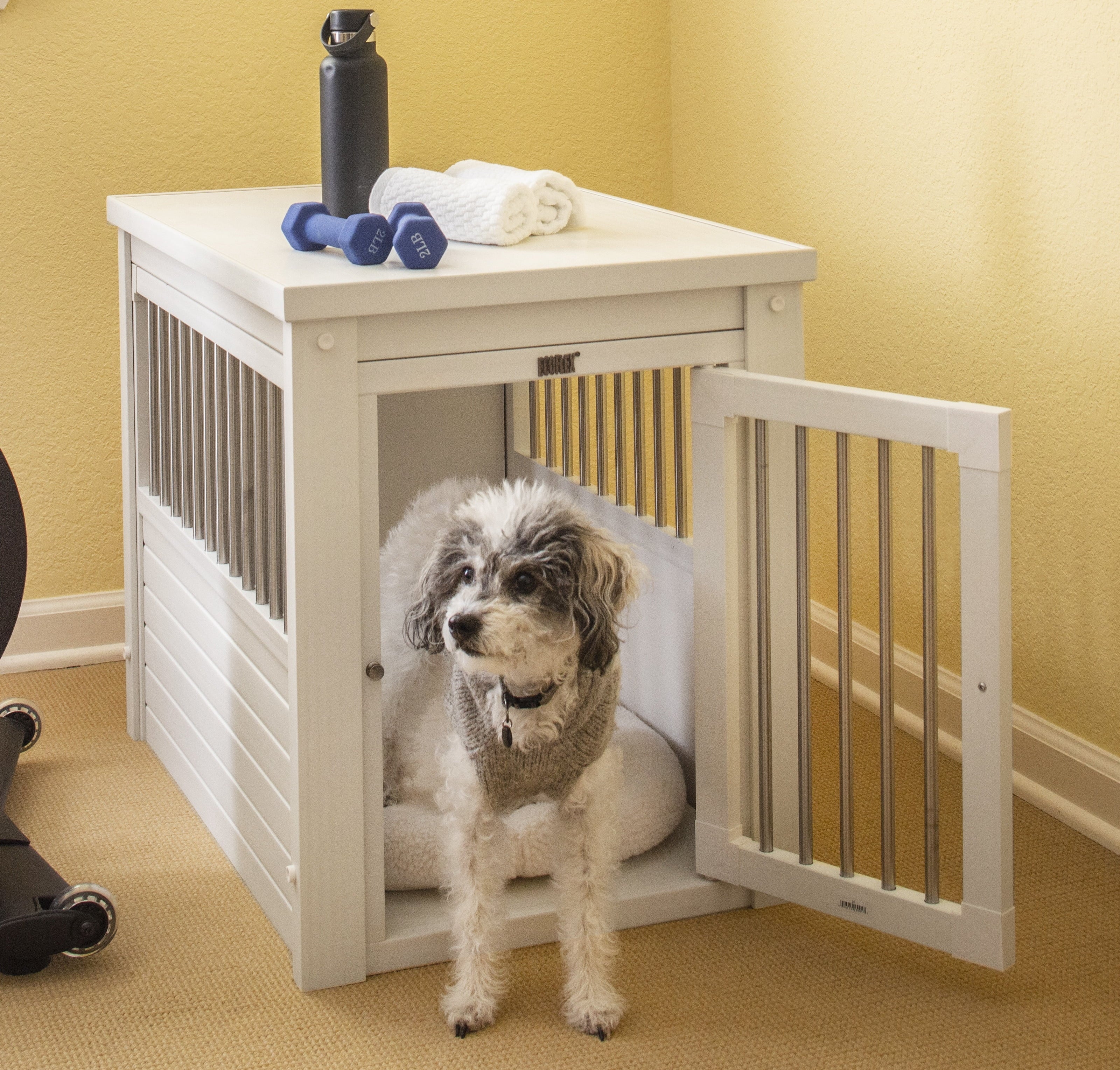 Antique White Medium Dog Crate End Table Z1204