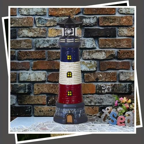 Red Solar Lighthouse Lawn Decoration C706