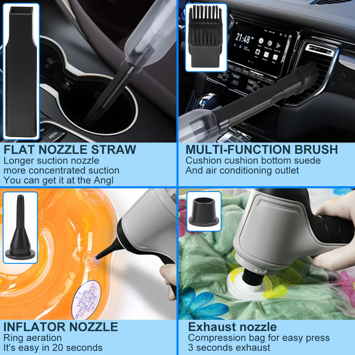 4 In 1 Handheld Wireless Car Vacuum Cleaner 9000Pa Strong Suction Mini Cleaner U558224