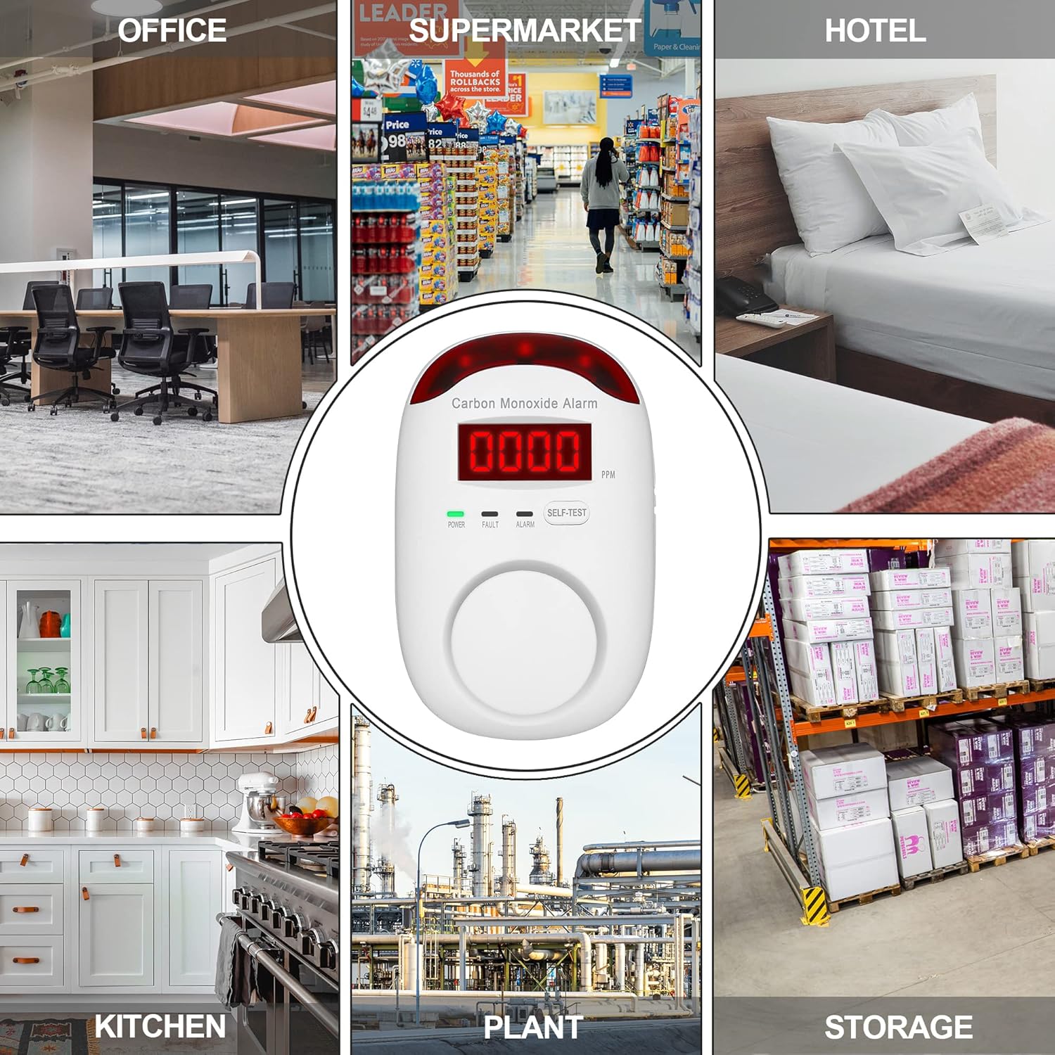 2 Pack Carbon Monoxide Detectors with Digital Display M64345