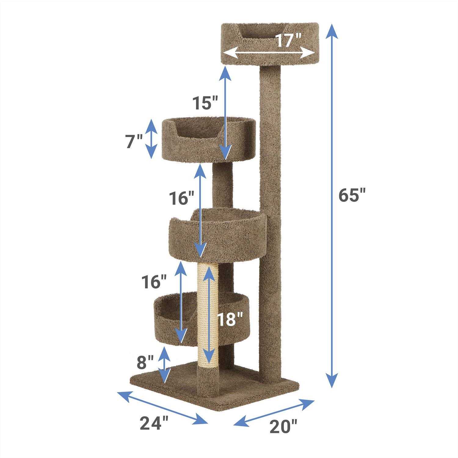 65-in Real Carpet Wooden Cat Tree T97596