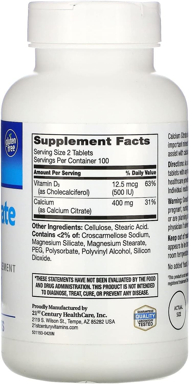 200 Tablets Calcium Citrate with D3 Coated Tablets F590