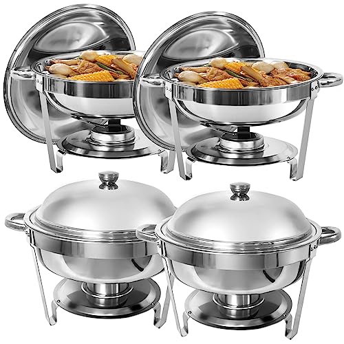 6 QT Round Stainless Steel Chafing Dish Buffet Set (2 Pack) S34447