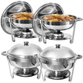 6 QT Round Stainless Steel Chafing Dish Buffet Set (2 Pack) S34447