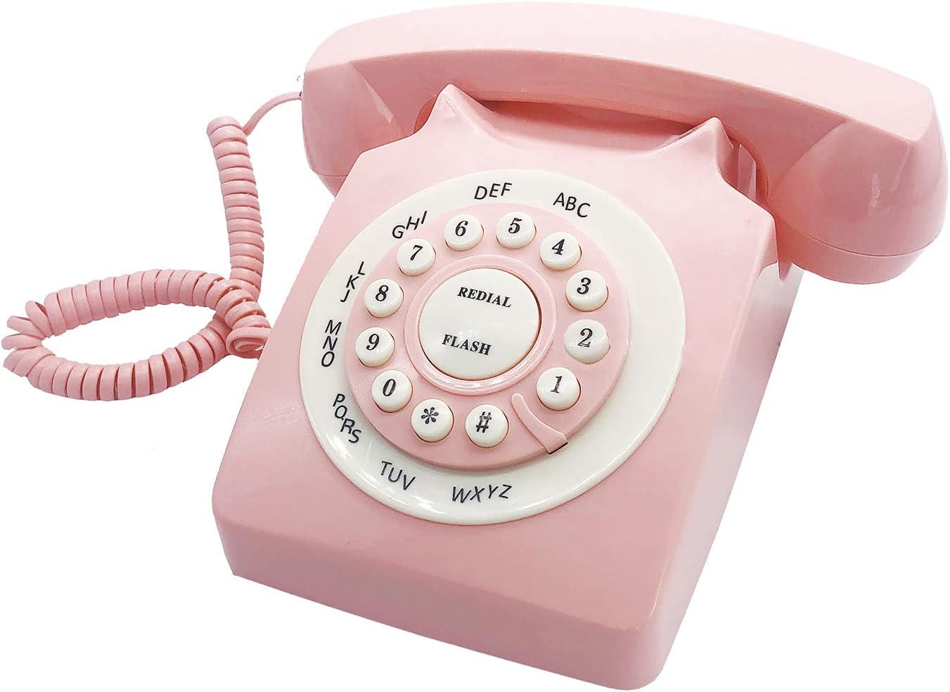 Pink Retro Rotary Corded Desk Phone E571