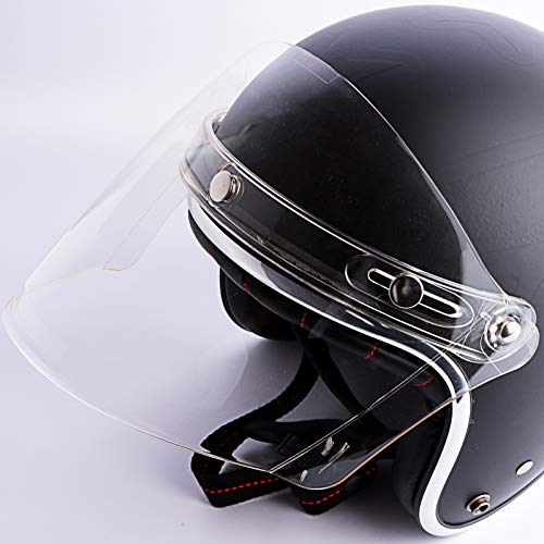 3-Snap Flip Up Visor Shield Lens for Retro Open Face Motorcycle Helmet (Clear) W228402
