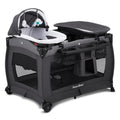 Grey Foldable Playpen with Bassinet, Mattress, Changing Table G505114