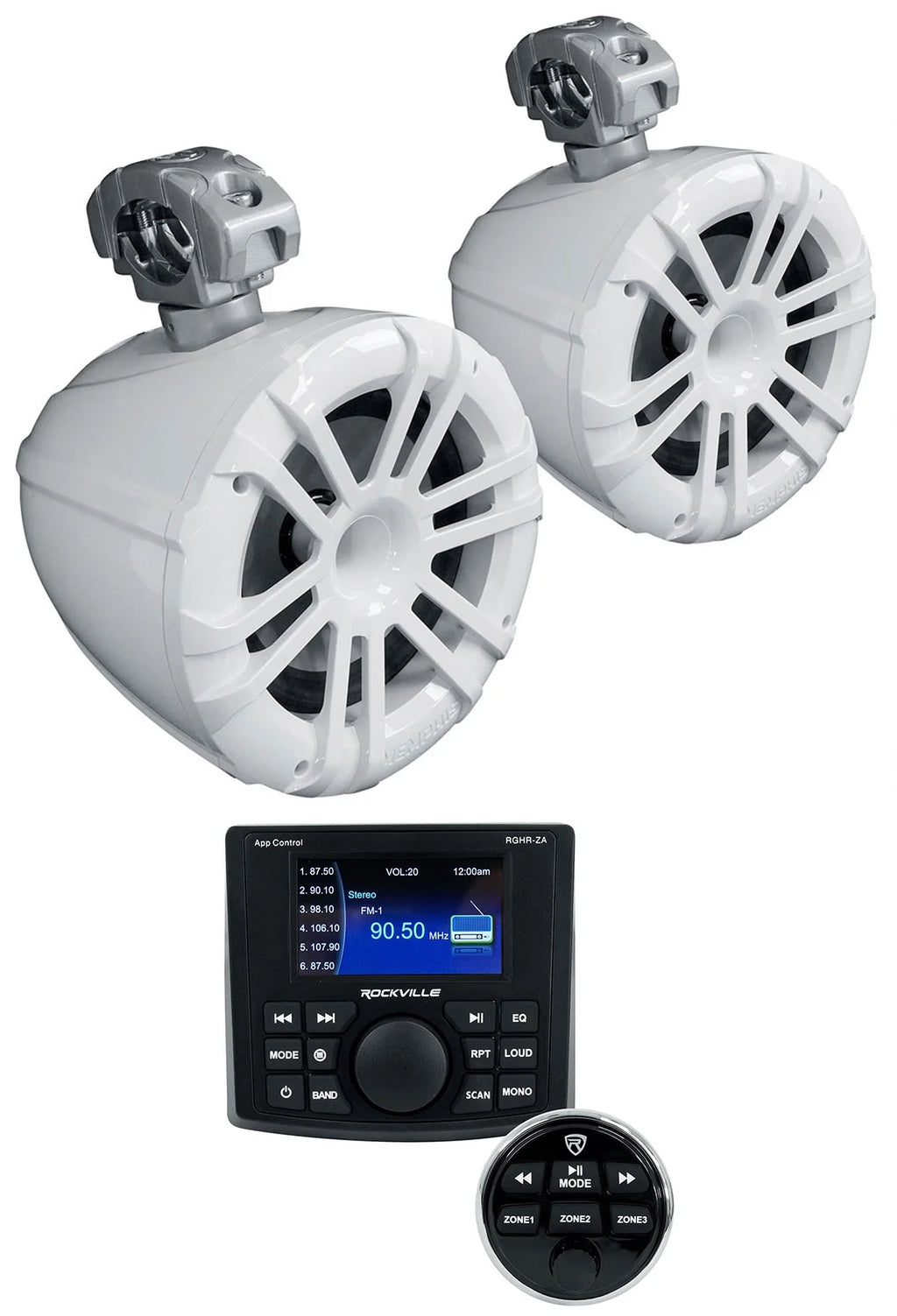 White 8" Marine Wakeboard Tower Speakers Boat Receiver J278974