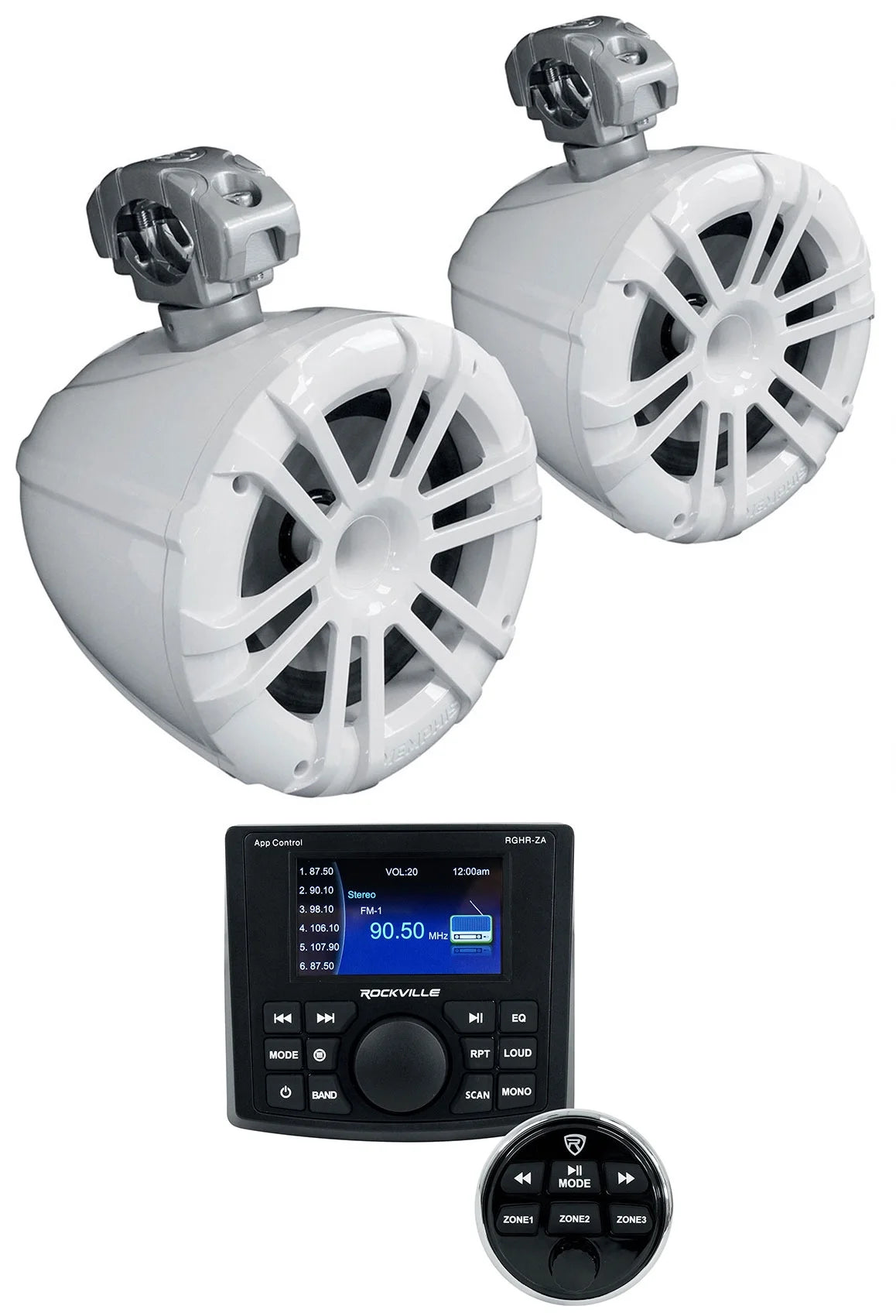 White 8" Marine Wakeboard Tower Speakers Boat Receiver J278974
