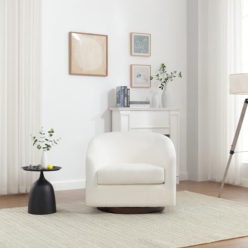 Oversized 360 Swivel Barrel Chair with Wood Base in Brown M206