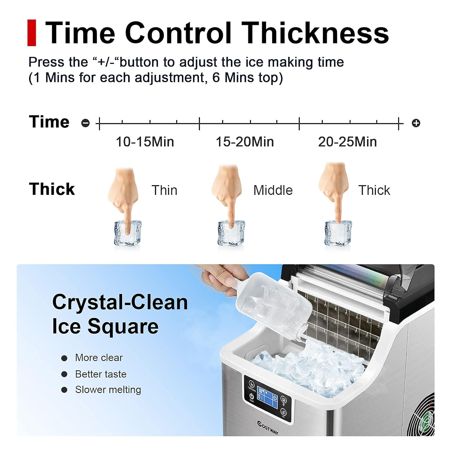 40LBS/24H Portable Compact Ice Machine with Auto Self-Cleaning Function B32166