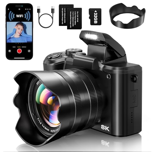 88MP WiFi Digital Camera with Dual-Lens, 16X Digital Zoom, Touch Screen, 2 Batteries, 32GB TF Card U686