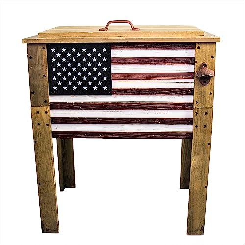 Rustic Brown 87 Qt. Outdoor Beverage Cooler with Folding Side Tables S265