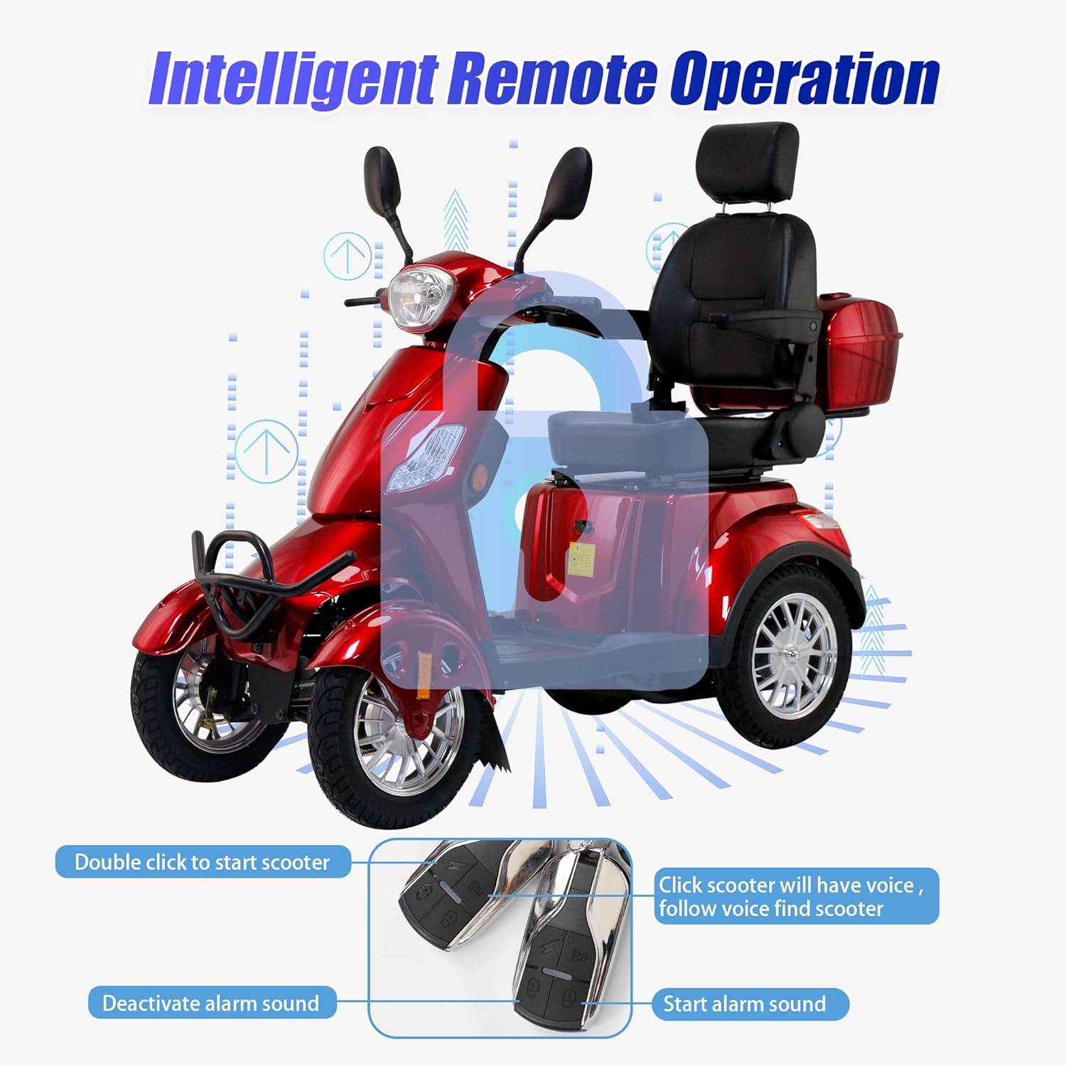 Heavy Duty 4 Wheel Mobility Scooter 500lbs Capacity 800W Red F726645