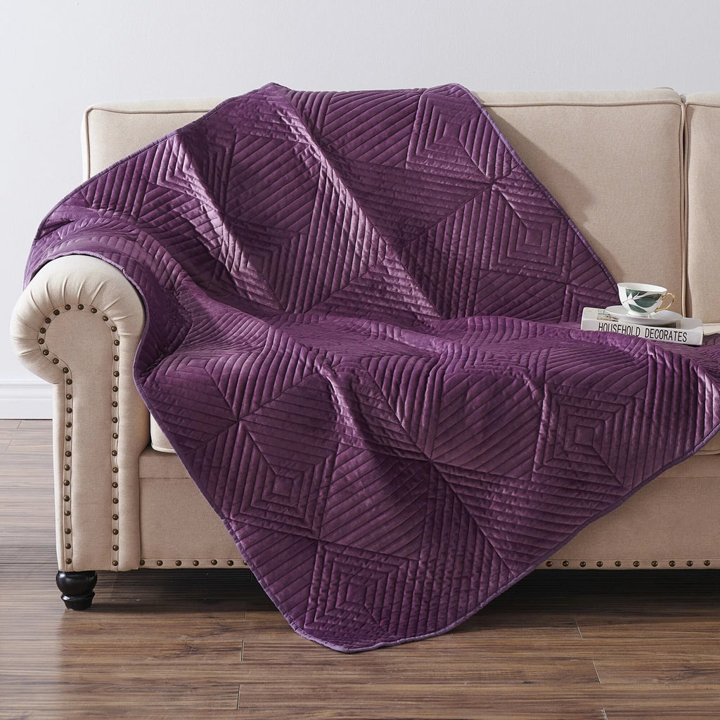 Riviera Velvet Quilted Throw Blanket Mauive V92854