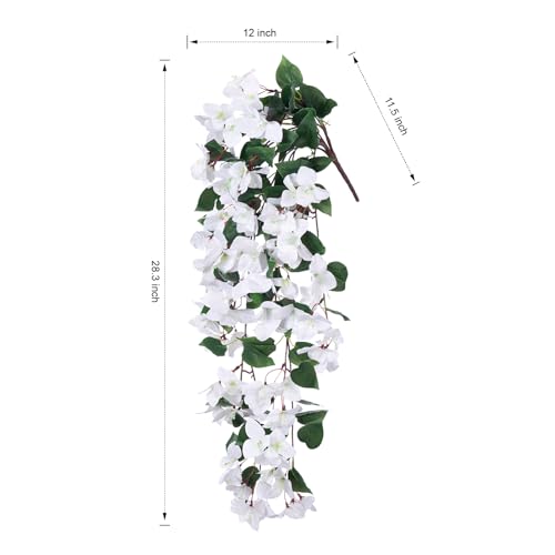 2 PCS Artificial Hanging Bougainvillea Flowers, UV Resistance Fabric Vine (Hotpink) D706