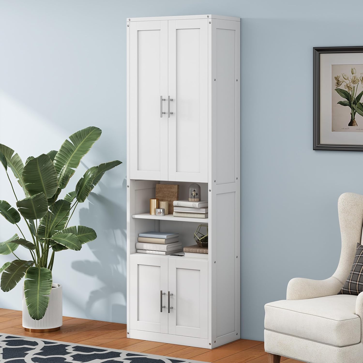 White Queen Size Folding Wall Bed with Desk C123086