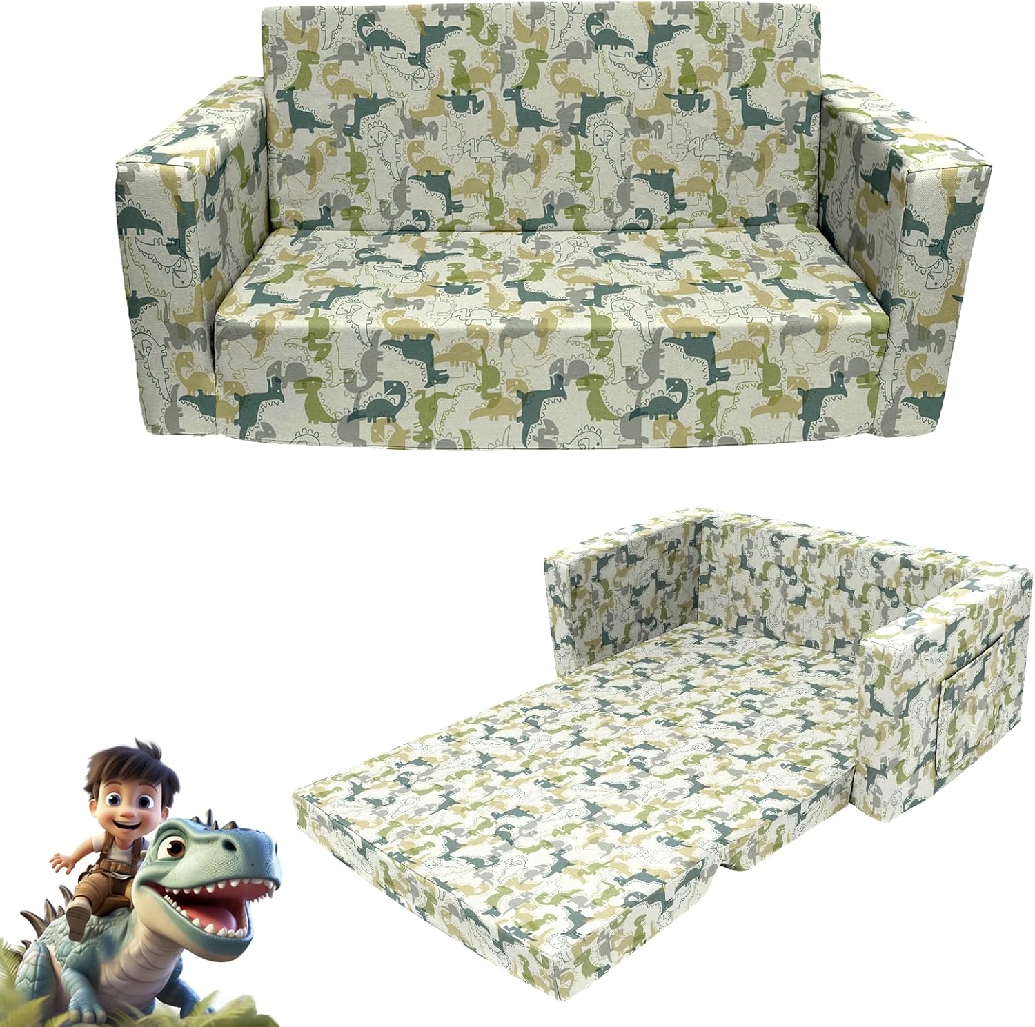 2 Seats 2 in 1 Flip Open Chair Sleeper Bed H197