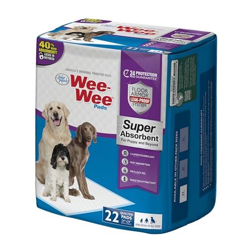 Super Absorbent Unscented Quilted Pee Pads, 24" x 24" (22 Count) D19159
