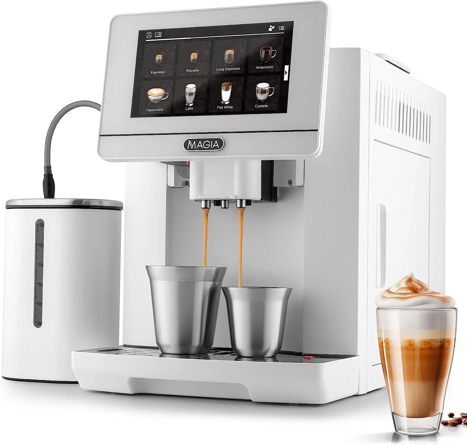 White Espresso Coffee Machine with Grinder and Milk Frother Z5027